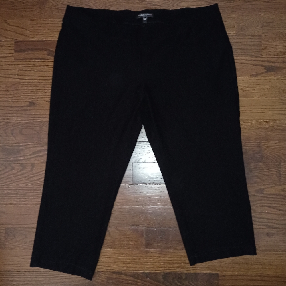 Womens Eileen Fisher Viscose Blend Black Capri Pants Made in USA w/ Flaw